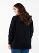Knitted blouse with round neck and knitted pattern, Black, Model image number 2