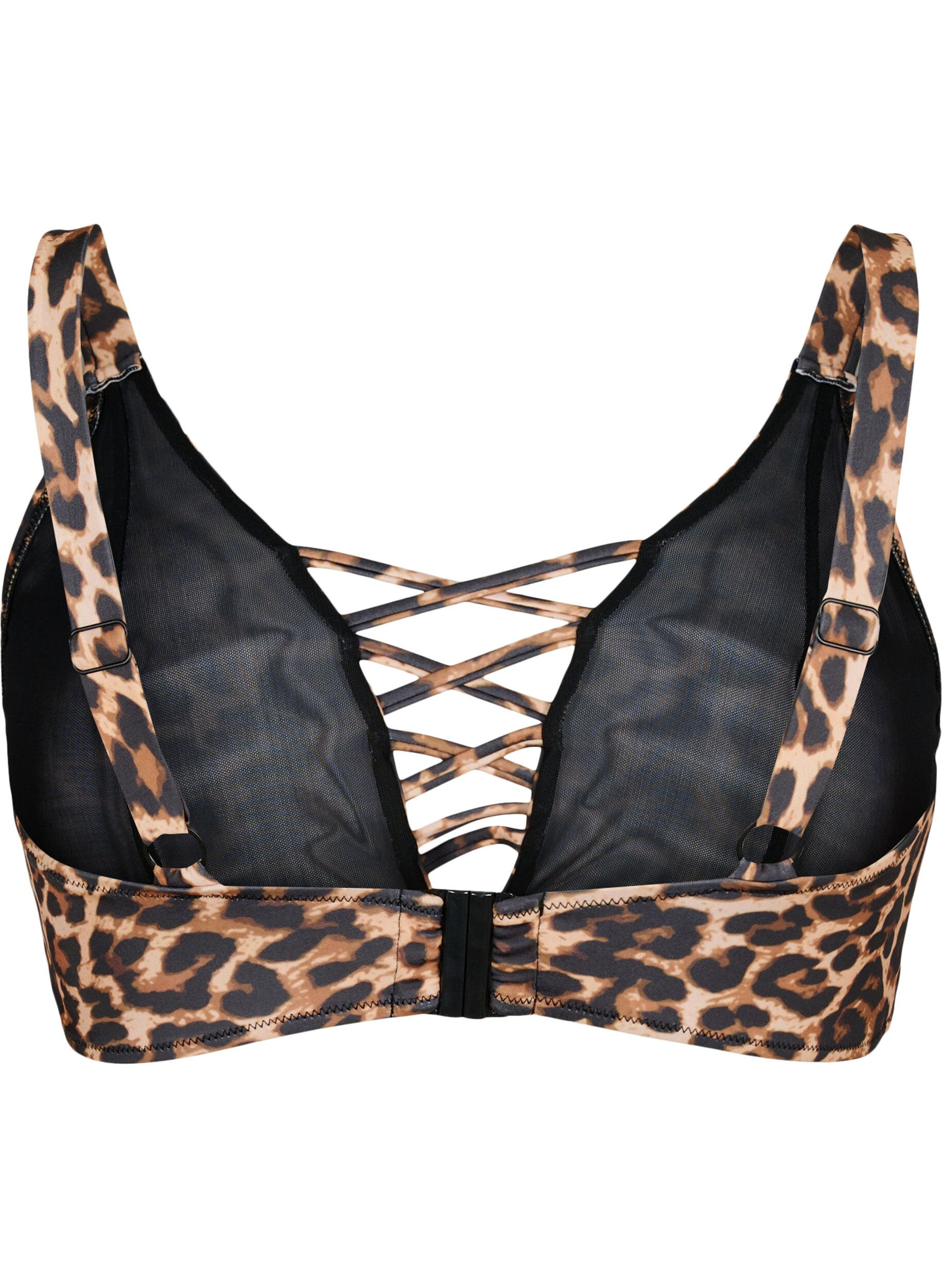 Zizzifashion Leopard print bikini bra with thong detail, Autentic Leopard, Packshot image number 1