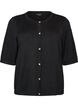 Knit cardigan with heart buttons and short sleeves, Black, Packshot image number 0