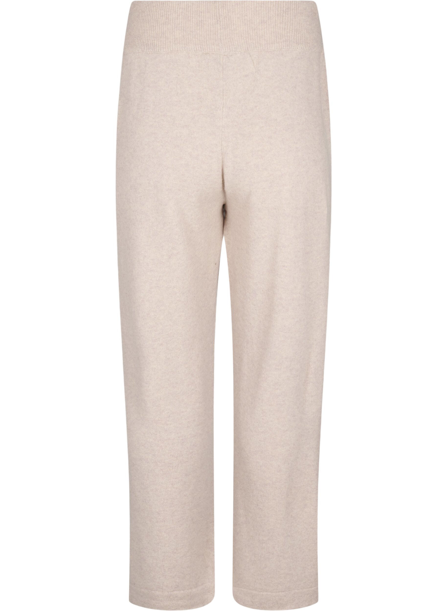 Zizzifashion Knitted trousers in merino wool with high waist, Pumice Stone Mel., Packshot image number 1