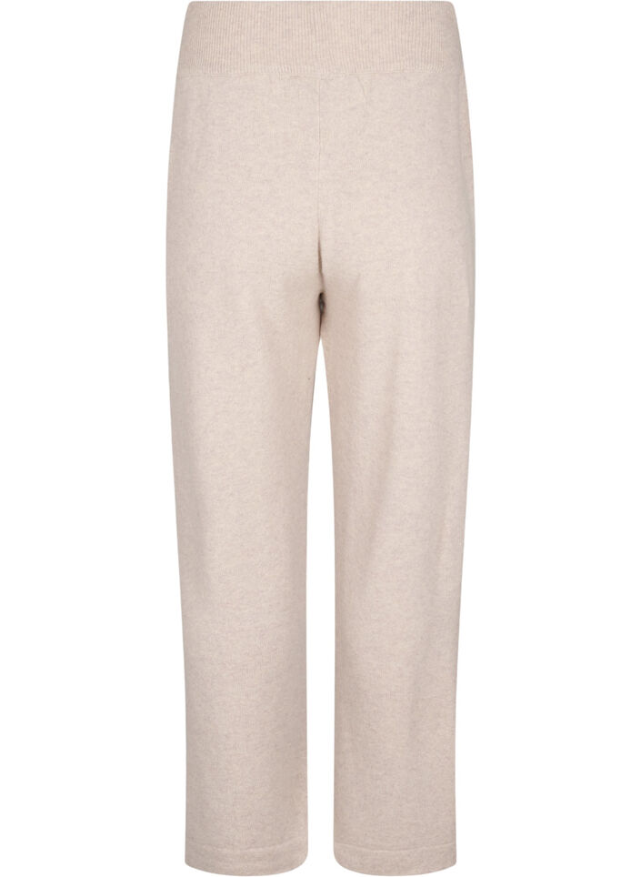 Knitted trousers in merino wool with high waist, Pumice Stone Mel., Packshot image number 1
