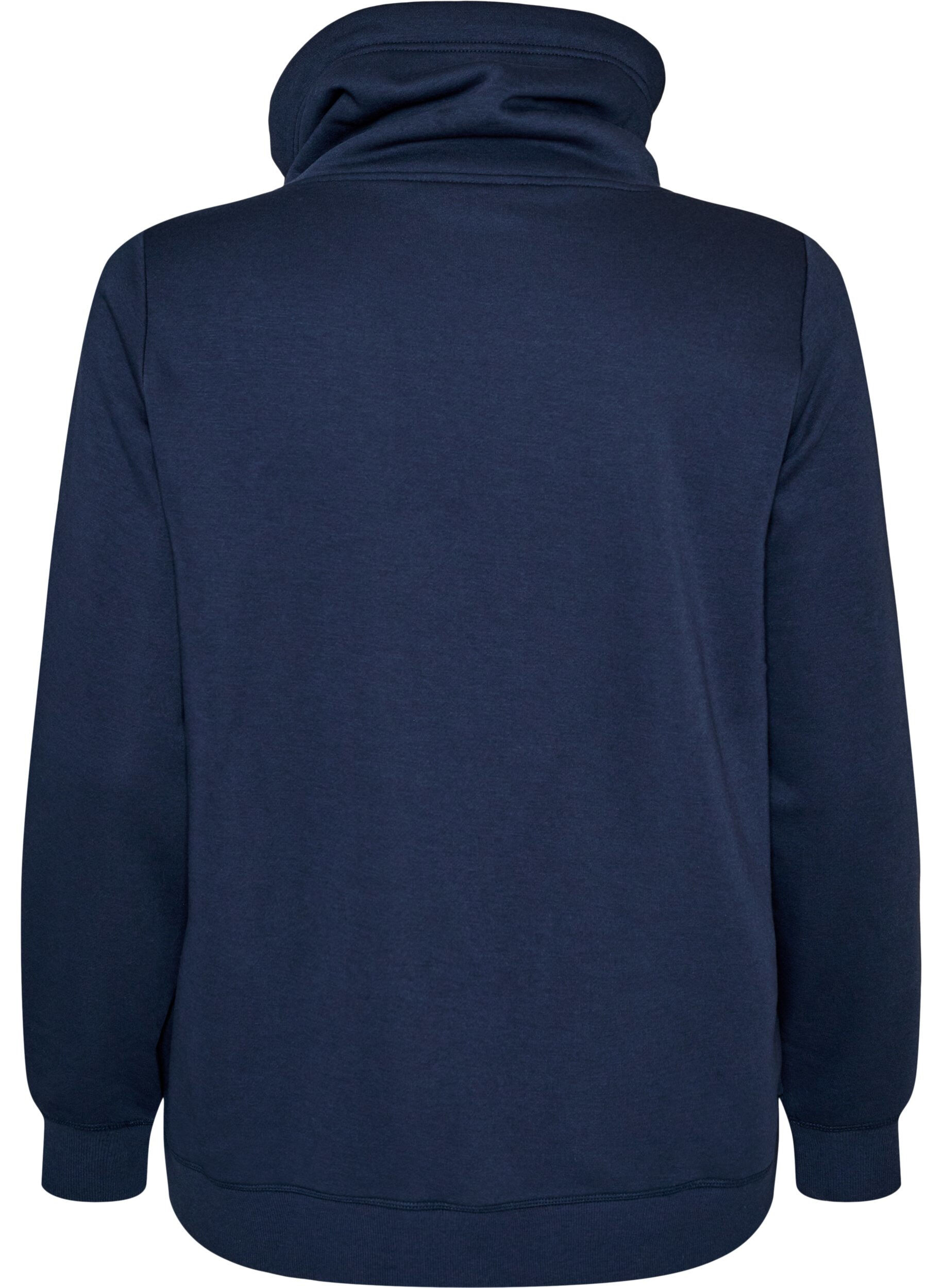 ZizzifashionSweatshirt with high collar and pockets, Blue, Packshot image number 1