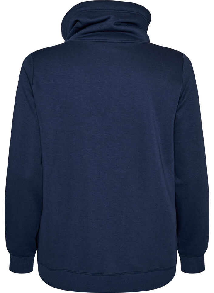 Sweatshirt with high collar and pockets, Blue, Packshot image number 1