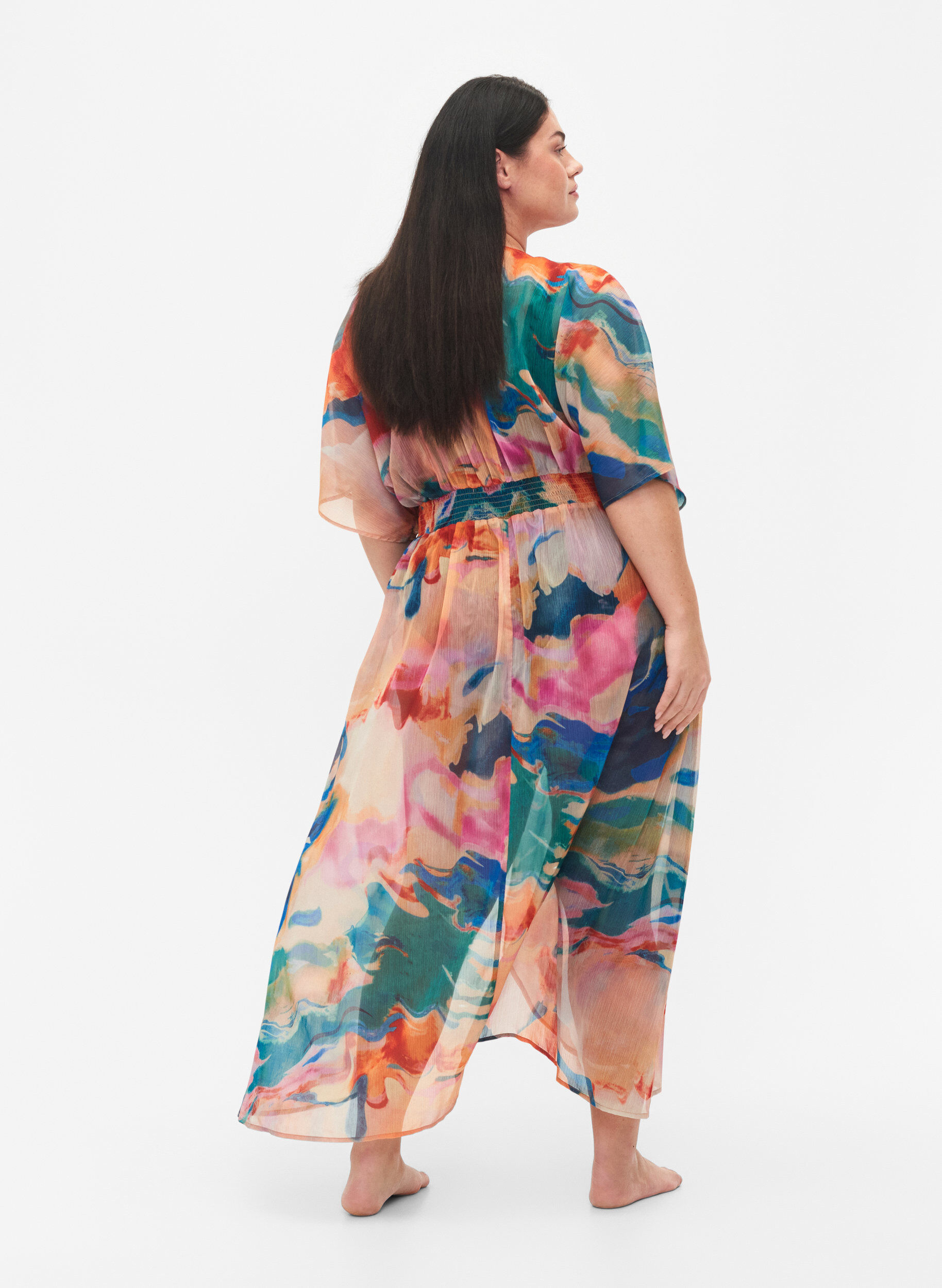 Zizzifashion Beach printed kimono, Watercolor, Model image number 1
