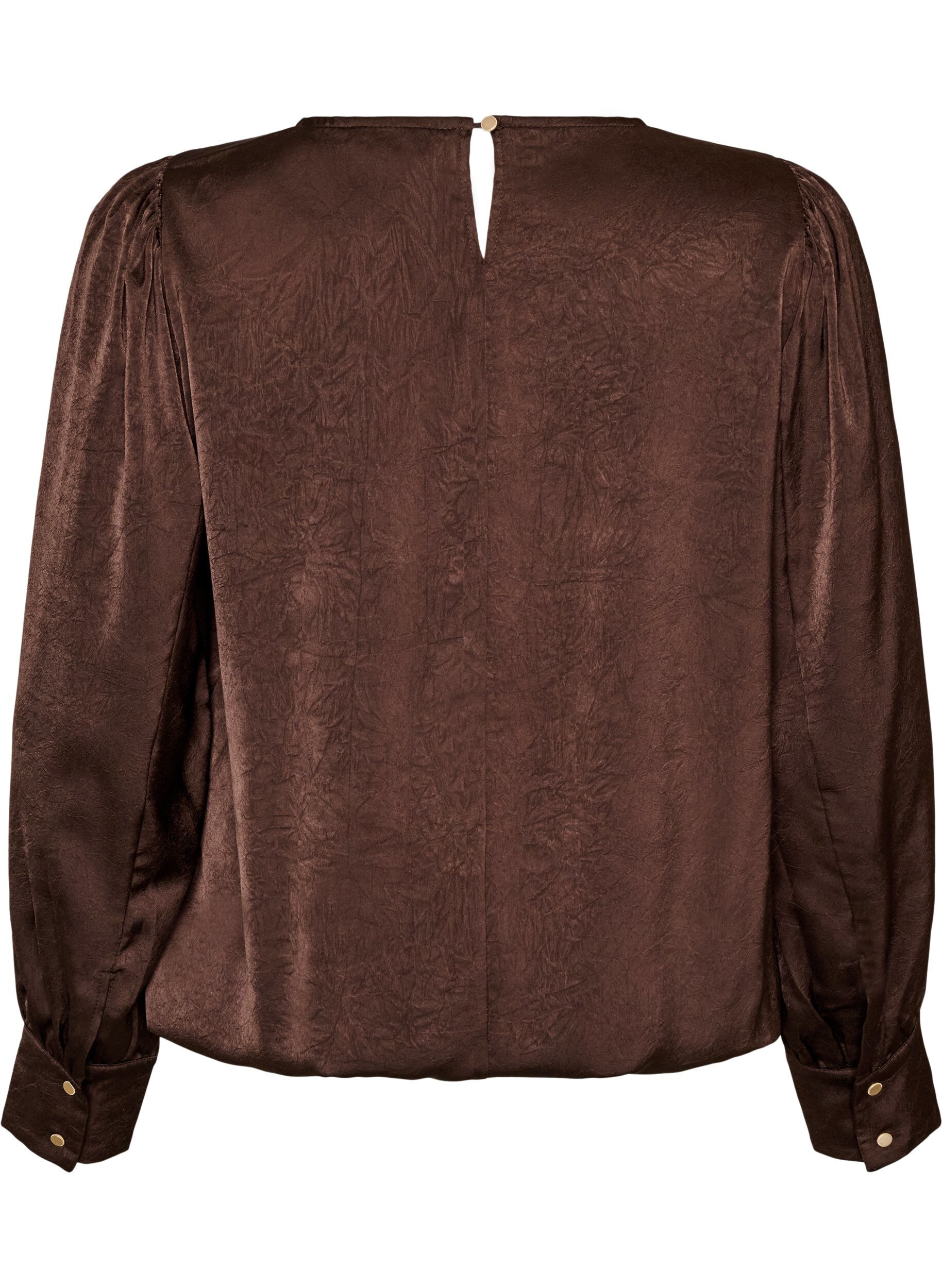 ZizzifashionSatin-look blouse with a balloon shape, Brown, Packshot image number 1
