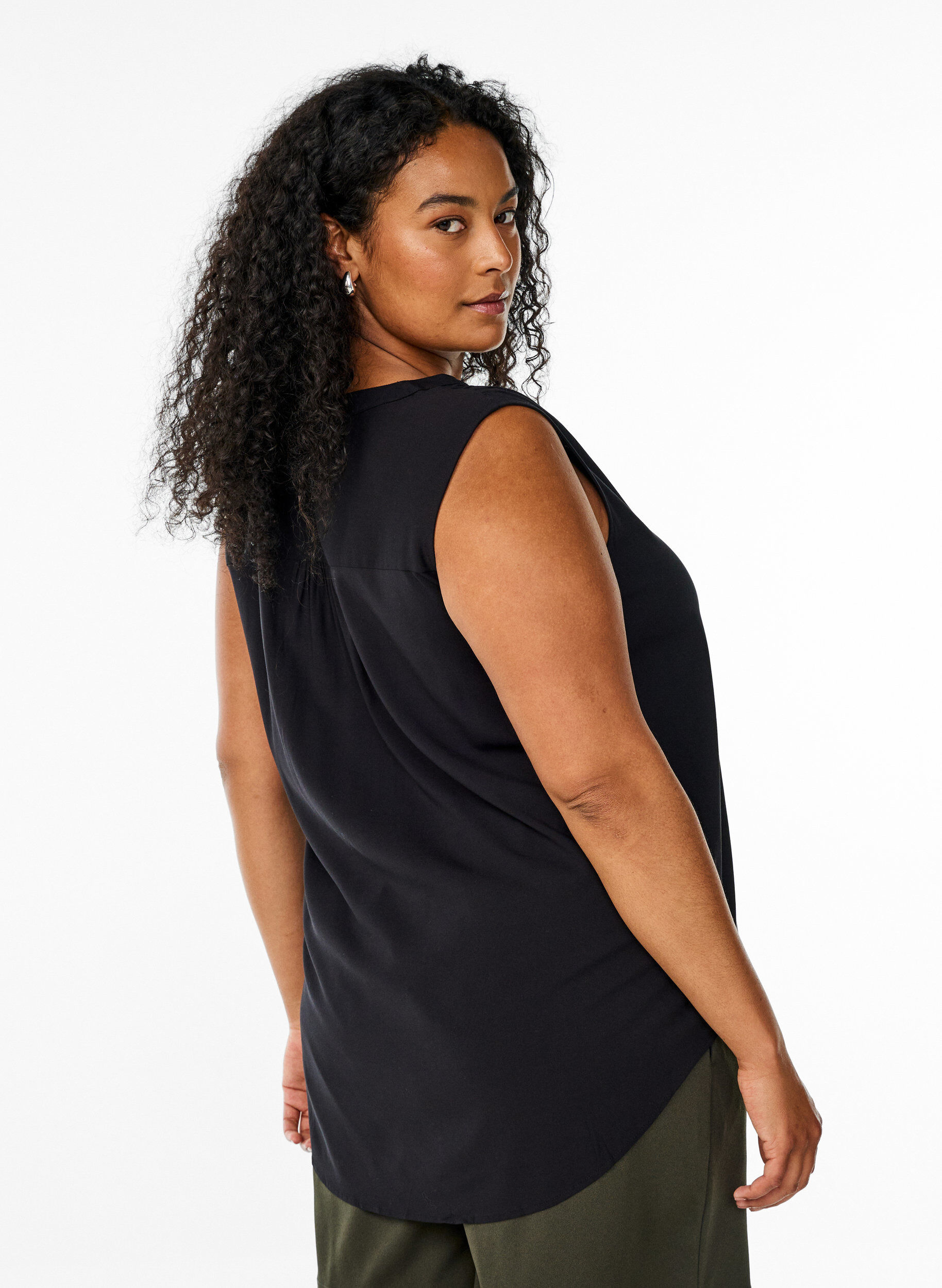 Zizzifashion Sleeveless viscose blouse, Black, Model image number 2