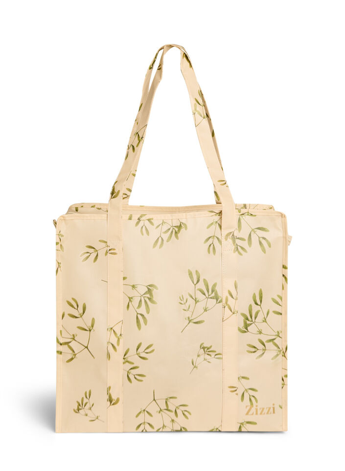 Shopping bag with zipper, Beige, Packshot image number 1