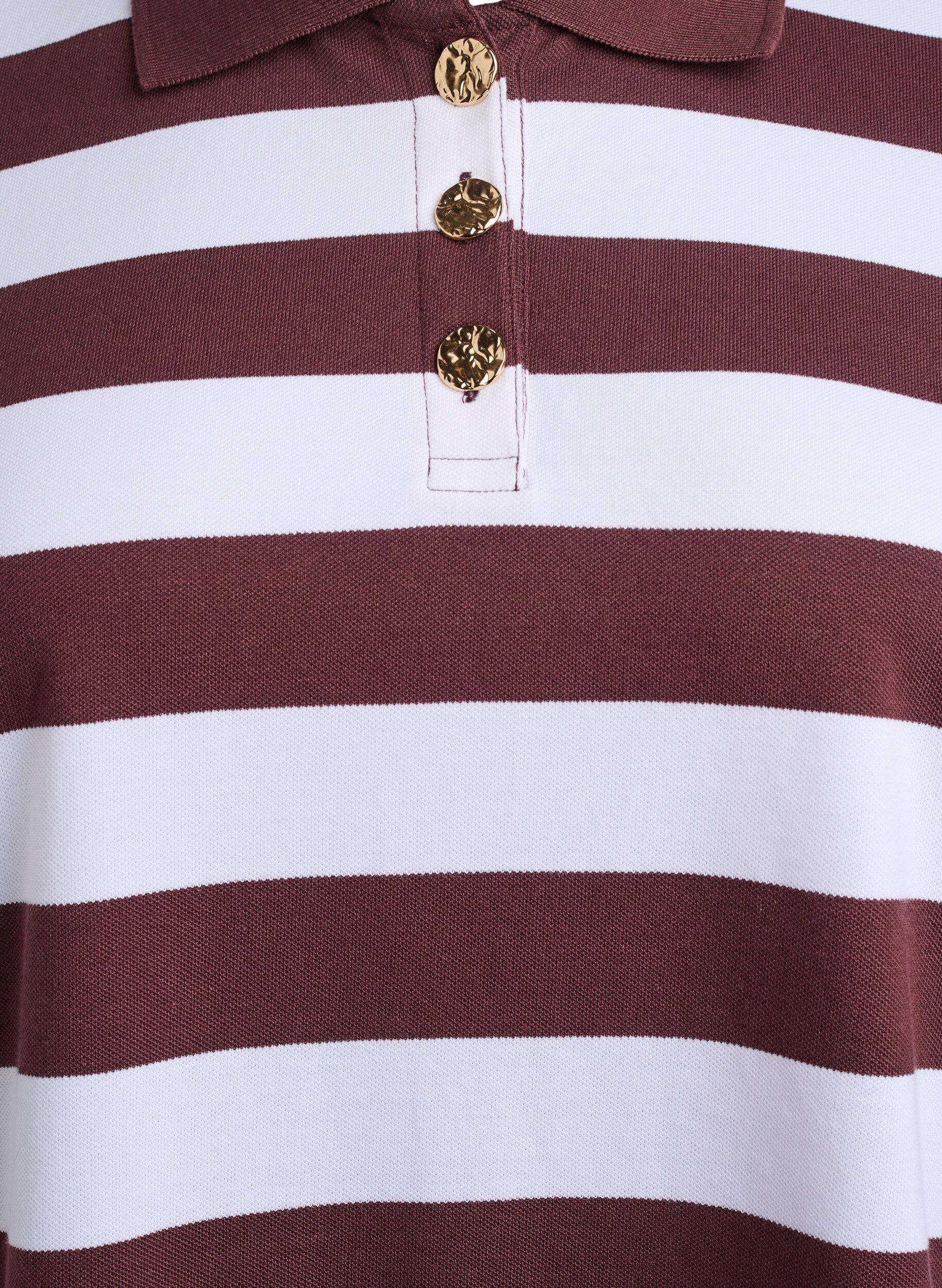 Zizzifashion Striped polo shirt with long sleeves, Dark Bordeaux, Packshot image number 2