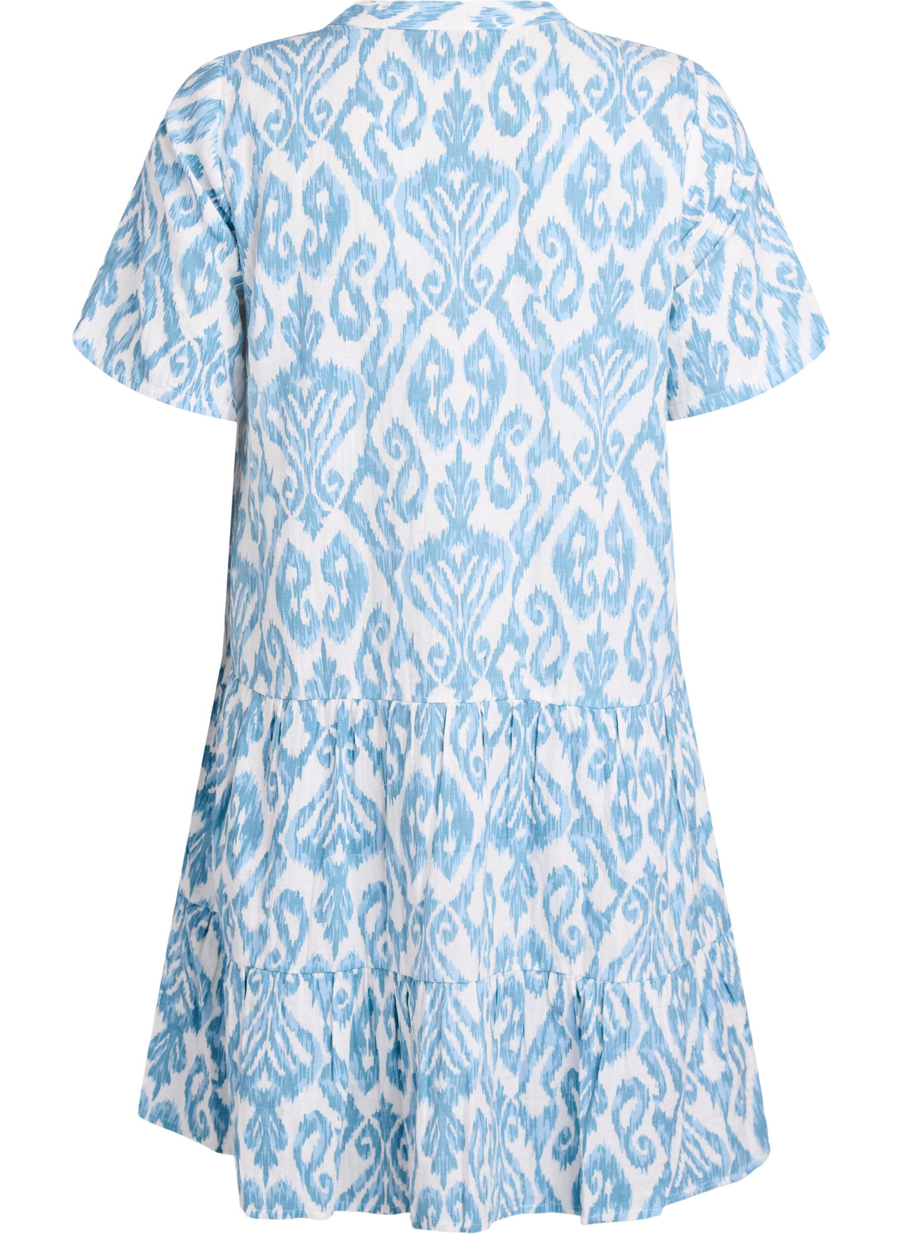 Zizzifashion Short A-line dress in cotton muslin, Vanilla, Packshot image number 1
