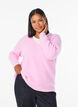 Knitted blouse with V-neck and raglan sleeves, Pink, Model image number 0