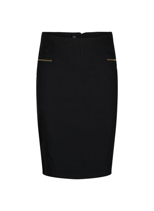 Tight-fitting midi skirt with slit, Black, Packshot image number 0
