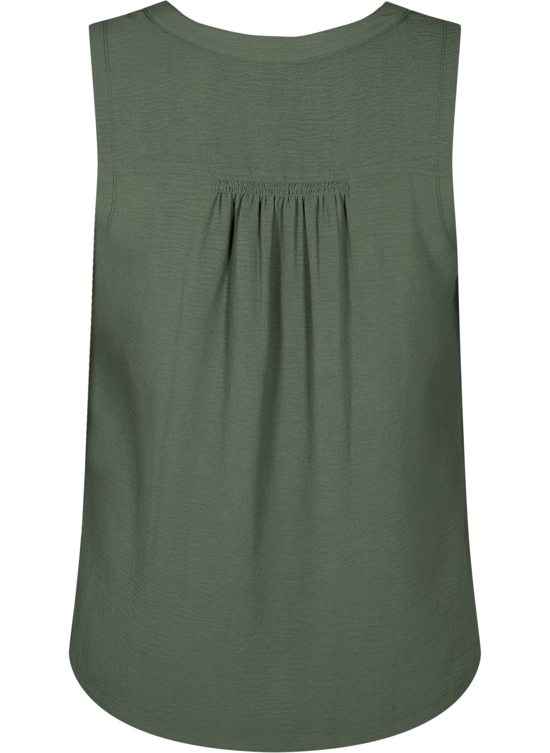 Zizzifashion Sleeveless top with wrinkle details, Green, Packshot image number 1