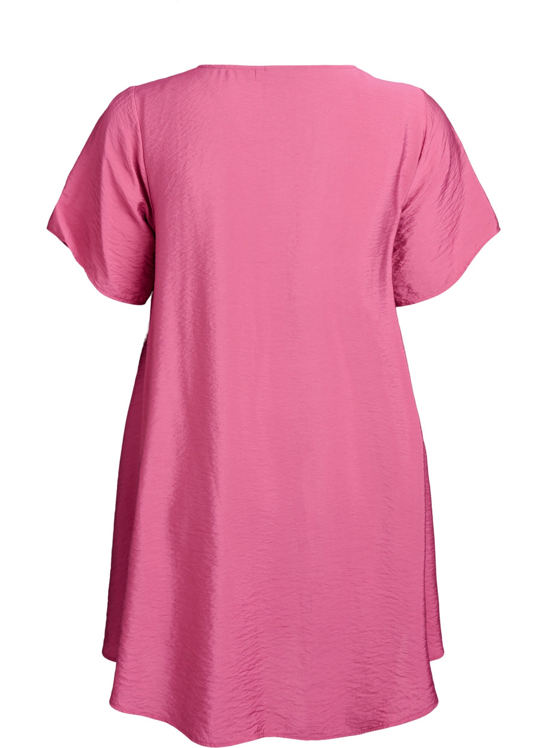 Zizzifashion A-line viscose dress with short sleeves, Rose, Packshot image number 1