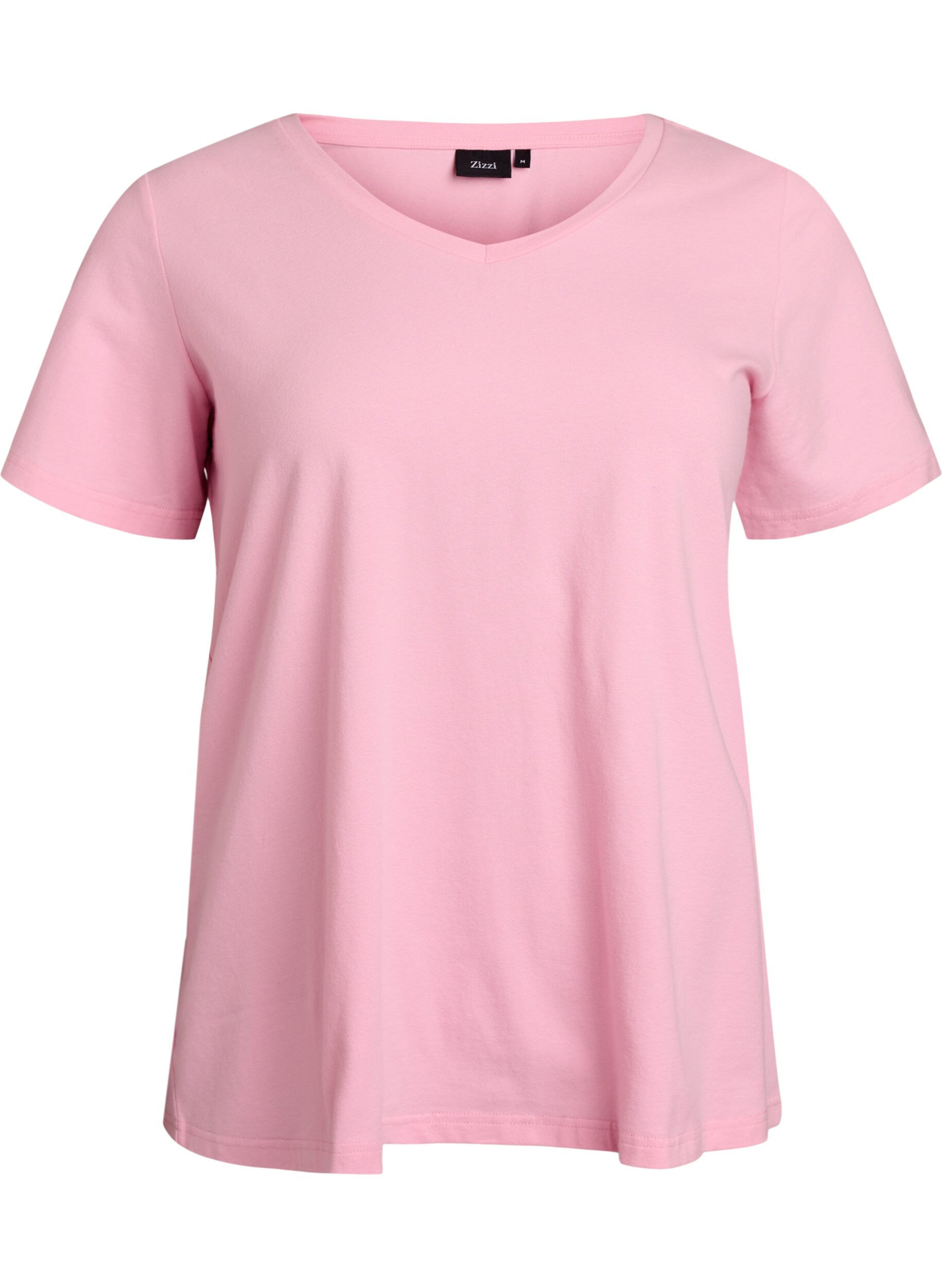 ZizzifashionSolid coloured basic t-shirt in cotton, Rose, Packshot image number 0
