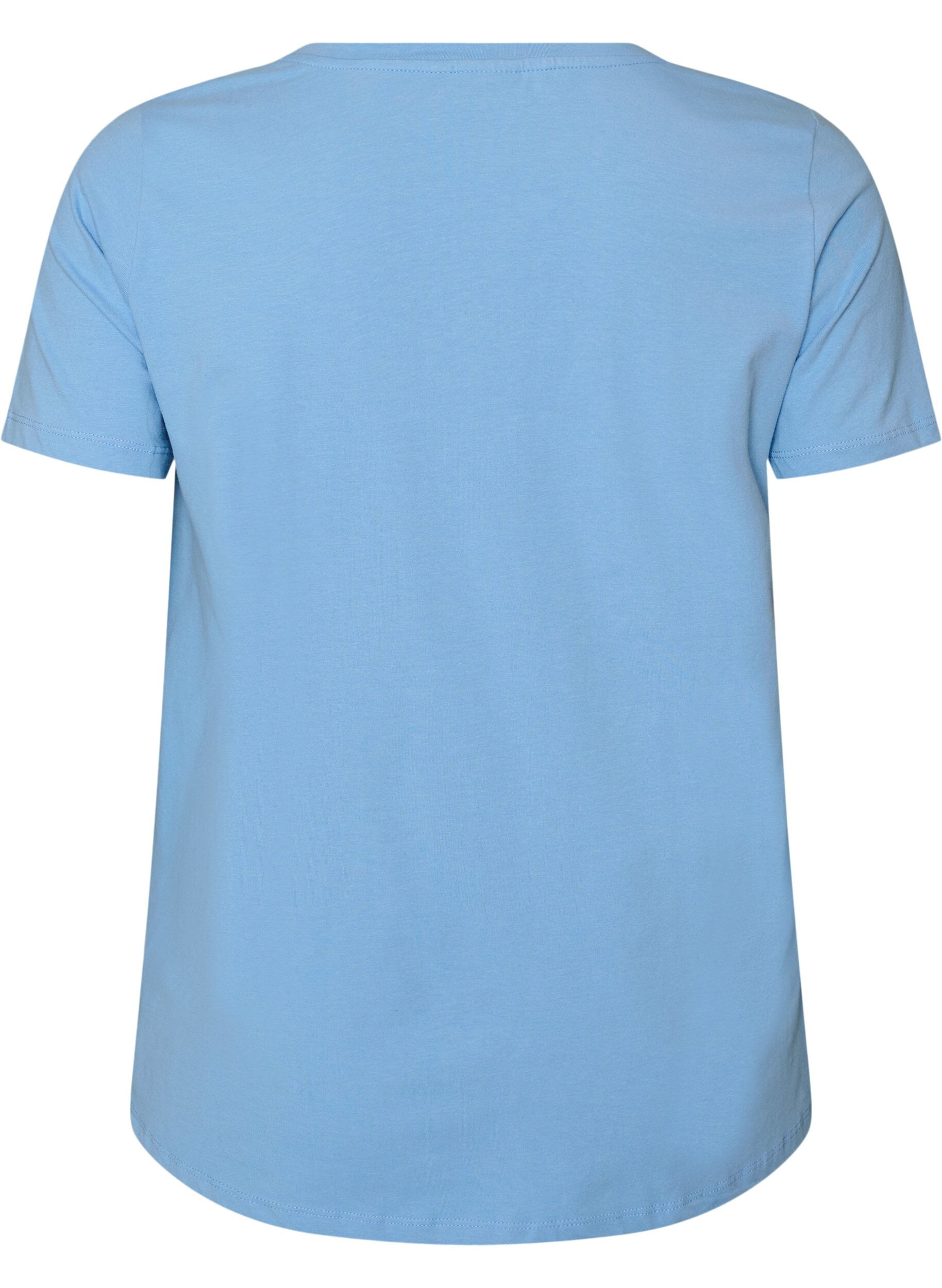 ZizzifashionBasic plain cotton t-shirt, Light Blue, Packshot image number 1