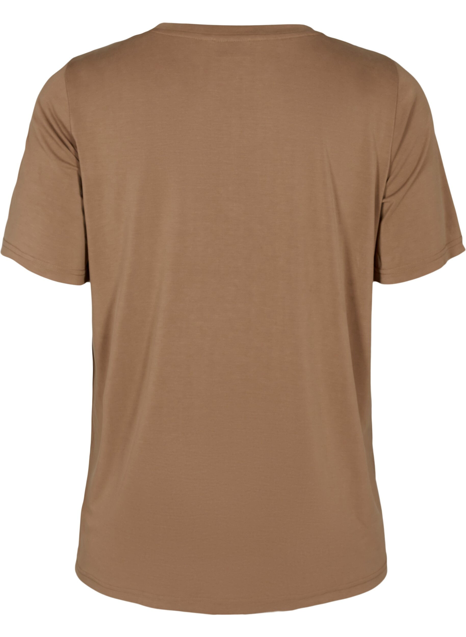 Zizzifashion T-shirt in TENCEL&trade; Modal with round neck, Brown, Packshot image number 1