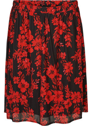 Skirt, Black w. red flower aop, Packshot image number 0