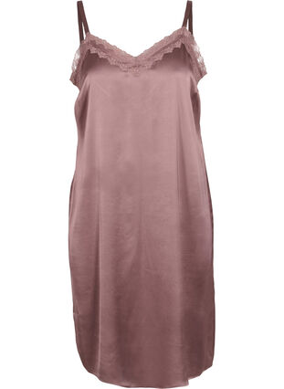 Sleeveless nightdress with lace and back detail, Sparrow, Packshot image number 0