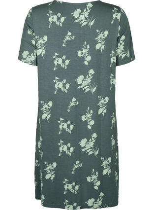 Short-sleeved viscose nightgown with print, Balsam Green AOP, Packshot image number 1