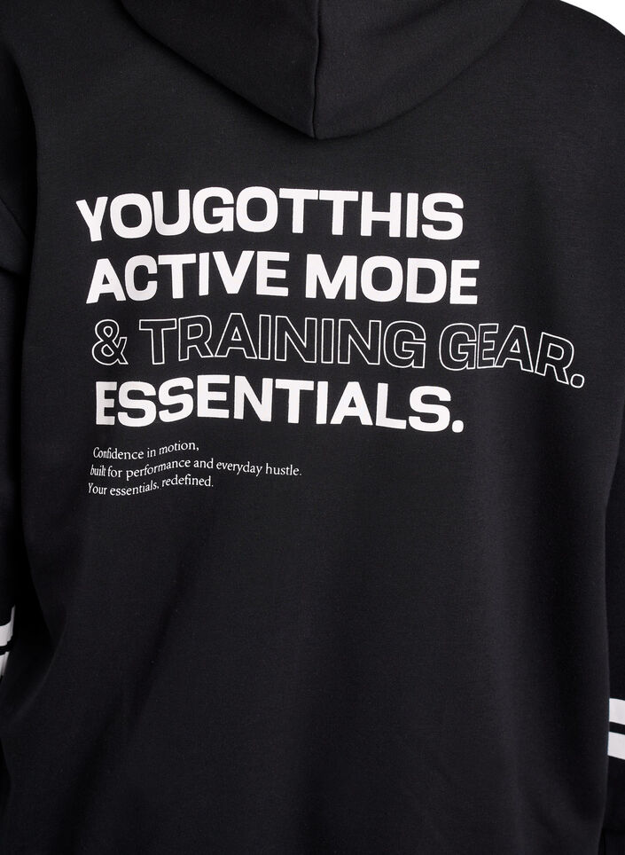 Long sweat cardigan with printed details, Black, Packshot image number 3