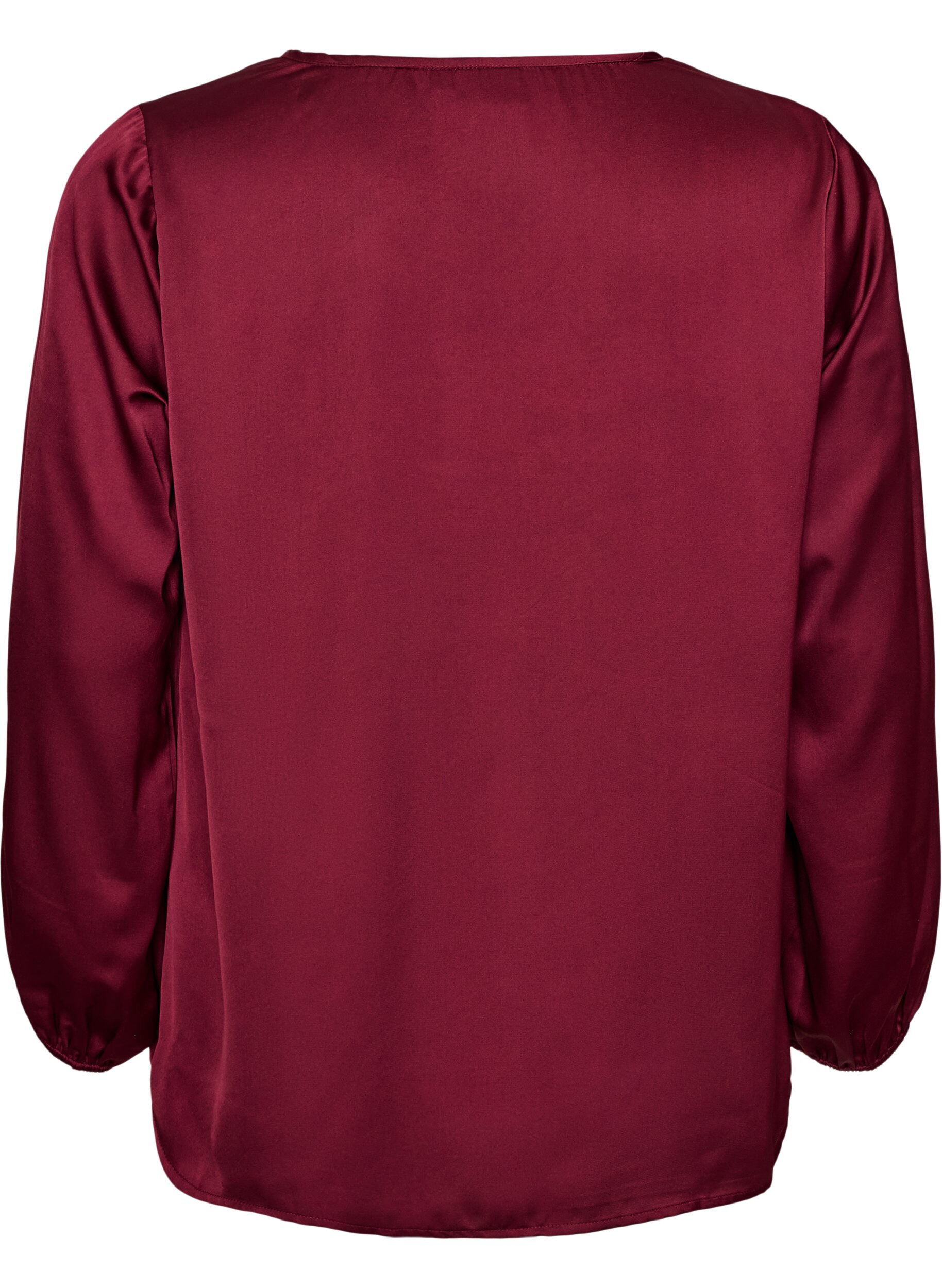 ZizzifashionSatin blouse with lace appliqu&eacute; and pearls, Red, Packshot image number 1