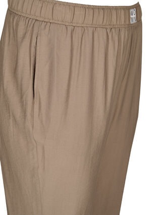 Loose viscose trousers with elastic borders and pockets, Timber Wolf, Packshot image number 3