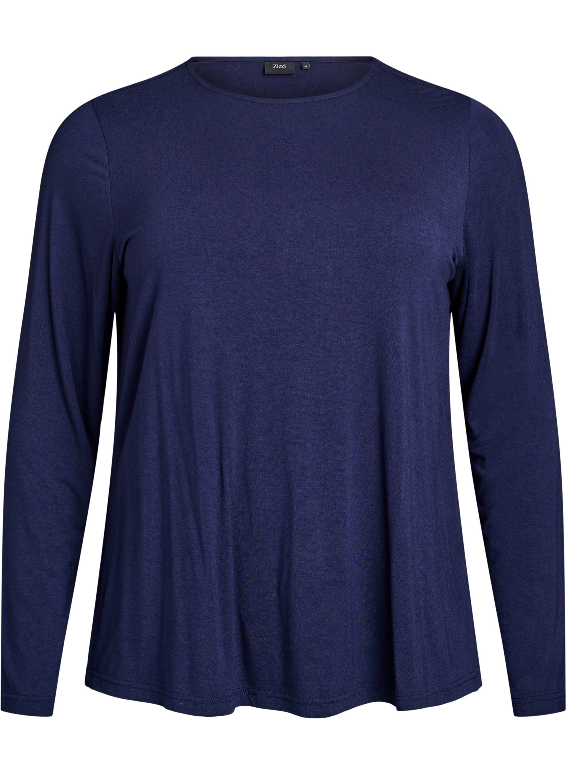 ZizzifashionSolid coloured blouse with long sleeves, Blue, Packshot image number 0