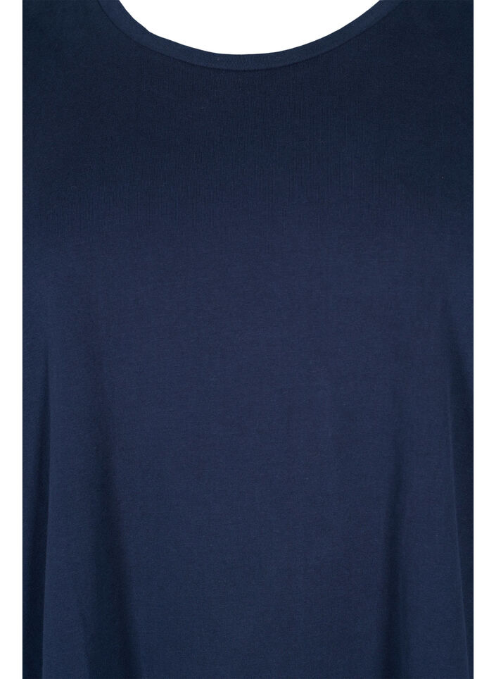 Basic cotton t-shirt with 3/4 sleeves, Blue, Packshot image number 2