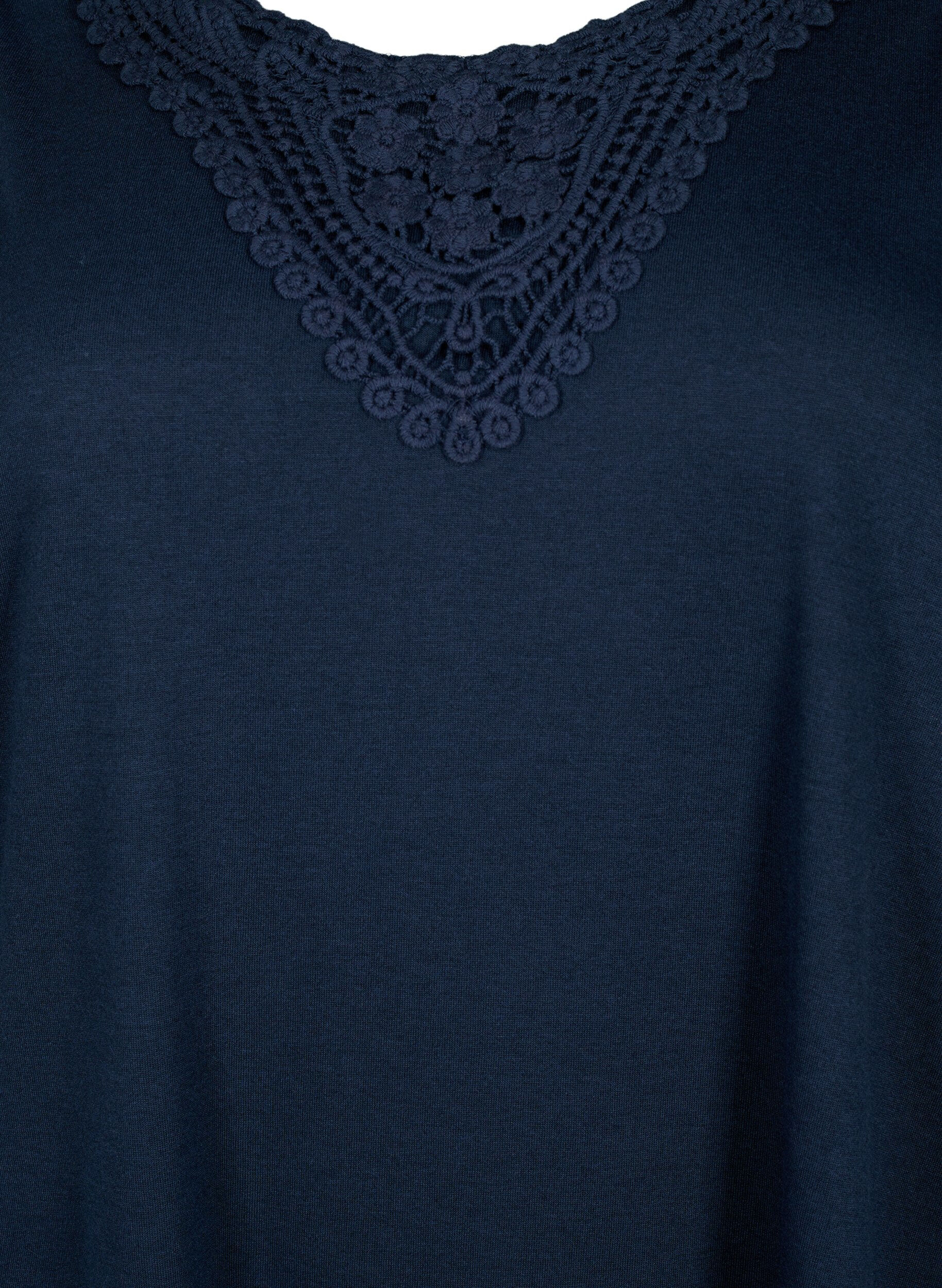 Zizzifashion Sleeveless top with lace, Total Eclipse, Packshot image number 2