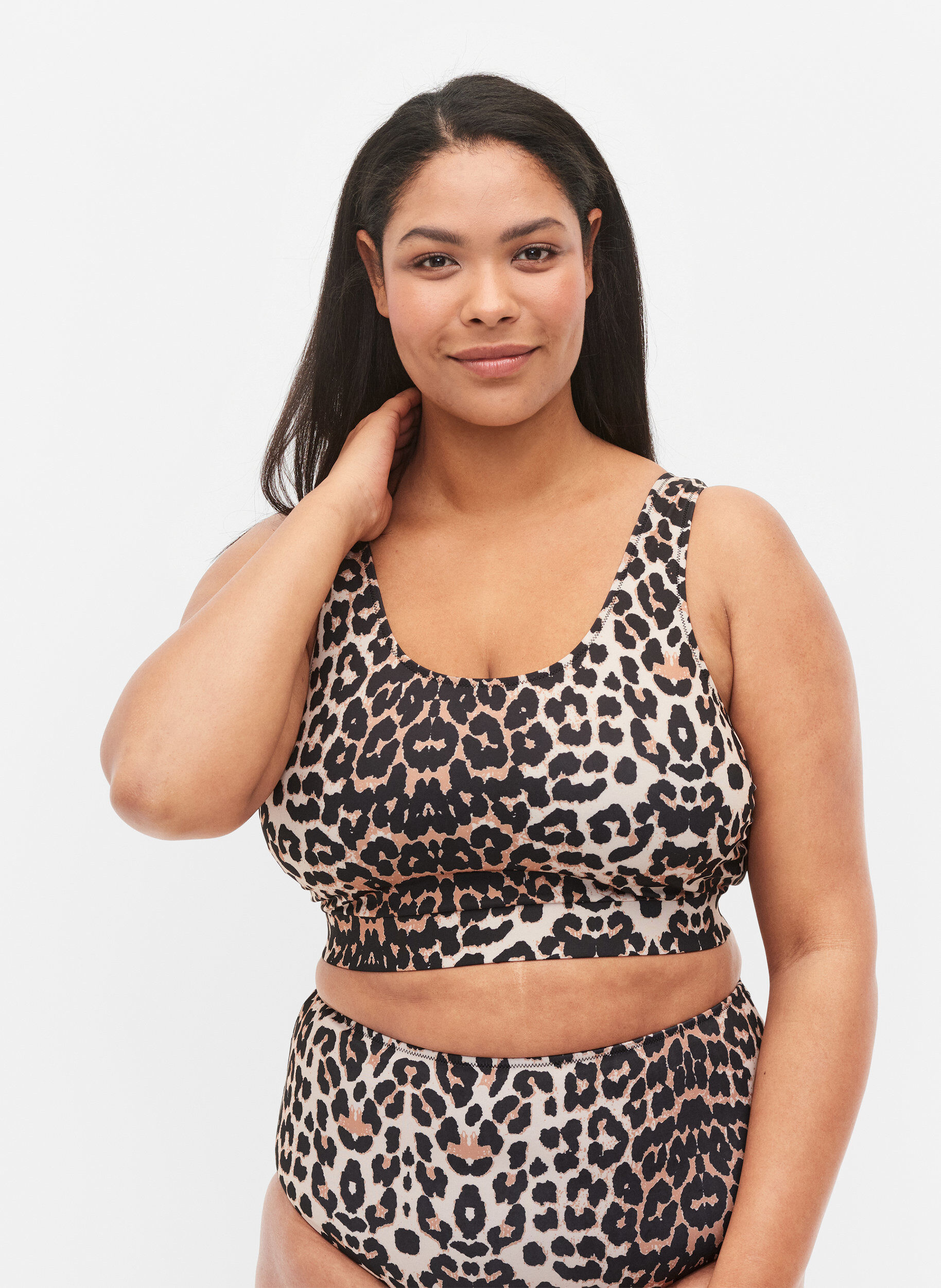 Zizzifashion Bikini top with a round neckline, Leo, Model image number 0