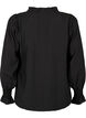 Long-sleeved viscose blouse with ruffle details, Black, Packshot image number 1
