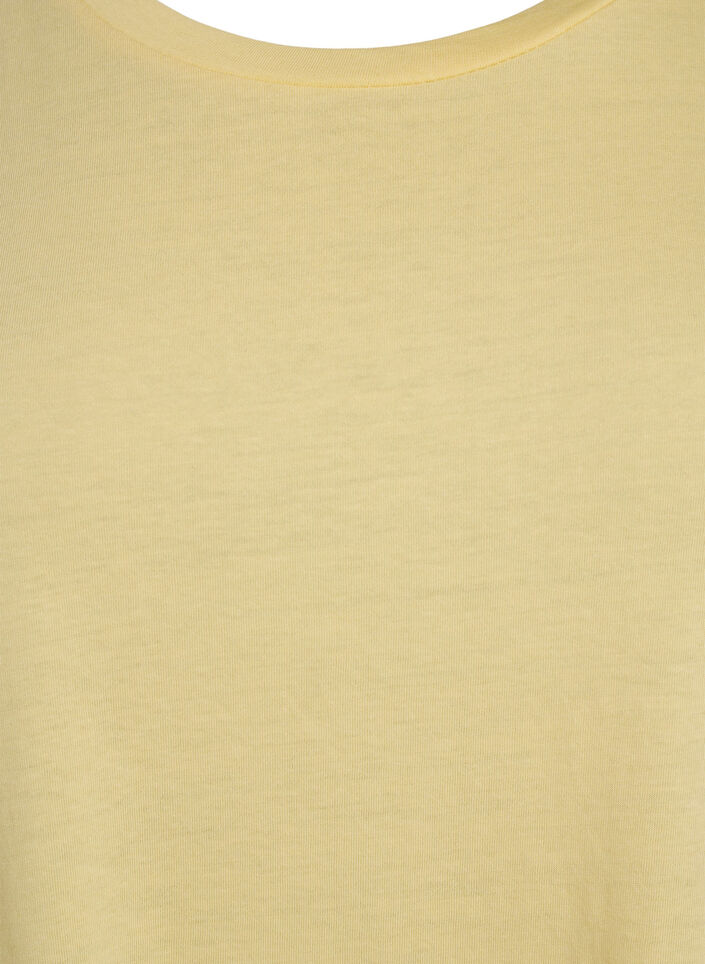 Short sleeve cotton blend T-shirt, Yellow, Packshot image number 2