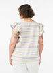 Sleeveless blouse with ruffles and patterned stripes, Vanilla, Model image number 2