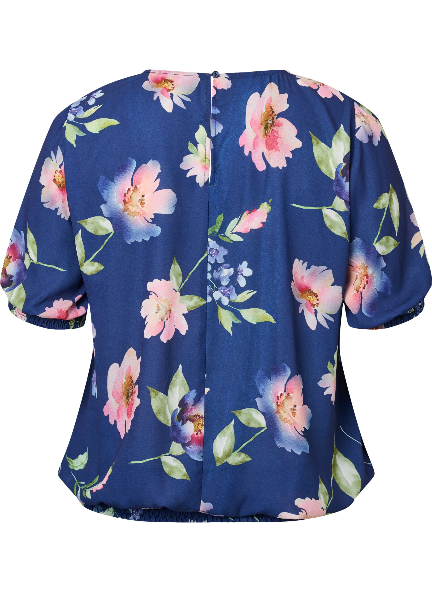 Zizzifashion Floral blouse with smocking, Blueprint Flower AOP, Packshot image number 1