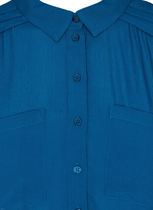 Viscose tunic with buttons and 3/4 sleeves, Maroccan Blue, Packshot image number 2