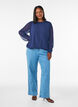 Chiffon blouse with sheer sleeves, Blue, Model image number 1