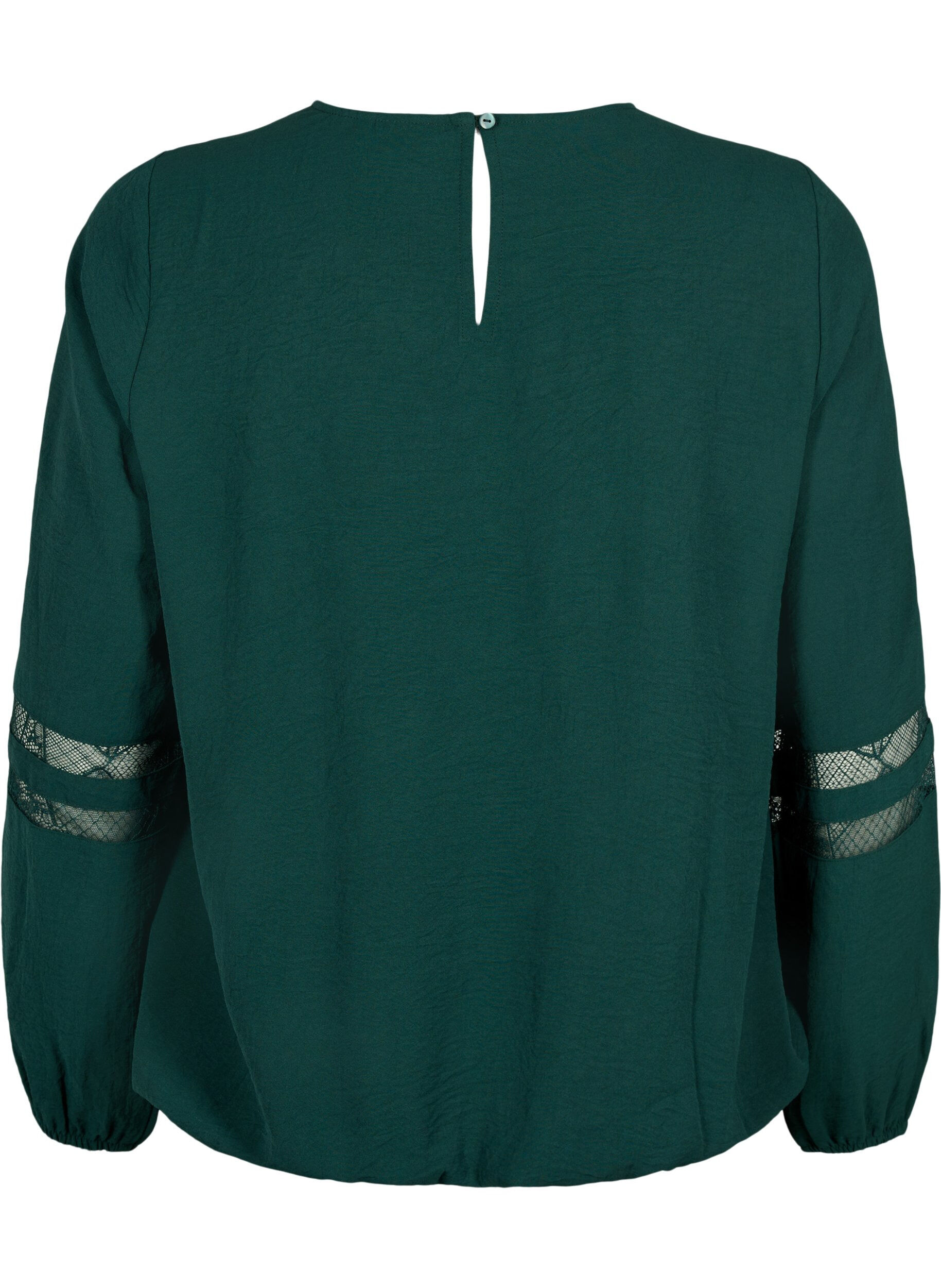 Zizzifashion Long-sleeved blouse with lace, Scarab, Packshot image number 1