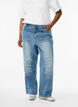 Wide-leg jeans with stitching details, Blue, Model image number 2
