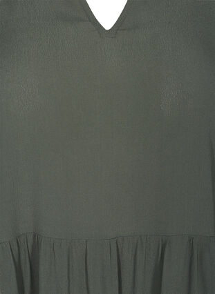 A-line viscose dress with 3/4 sleeves, Thyme, Packshot image number 2