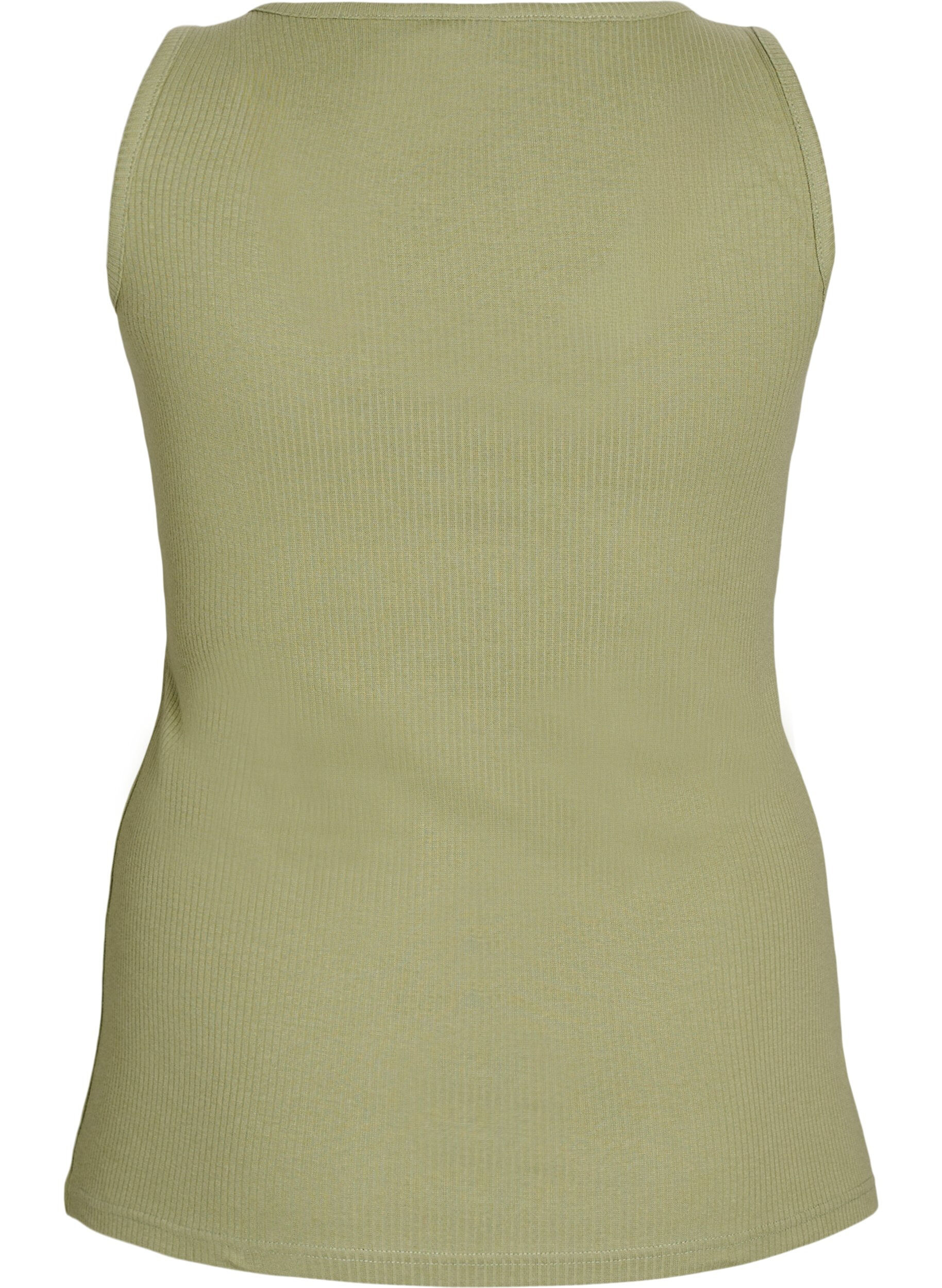 Zizzifashion Slim-fit tank top with rhinestones, Green, Packshot image number 1