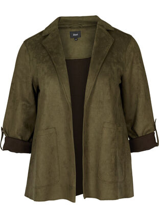 Open jacket with large pockets, Olivie Night, Packshot image number 0