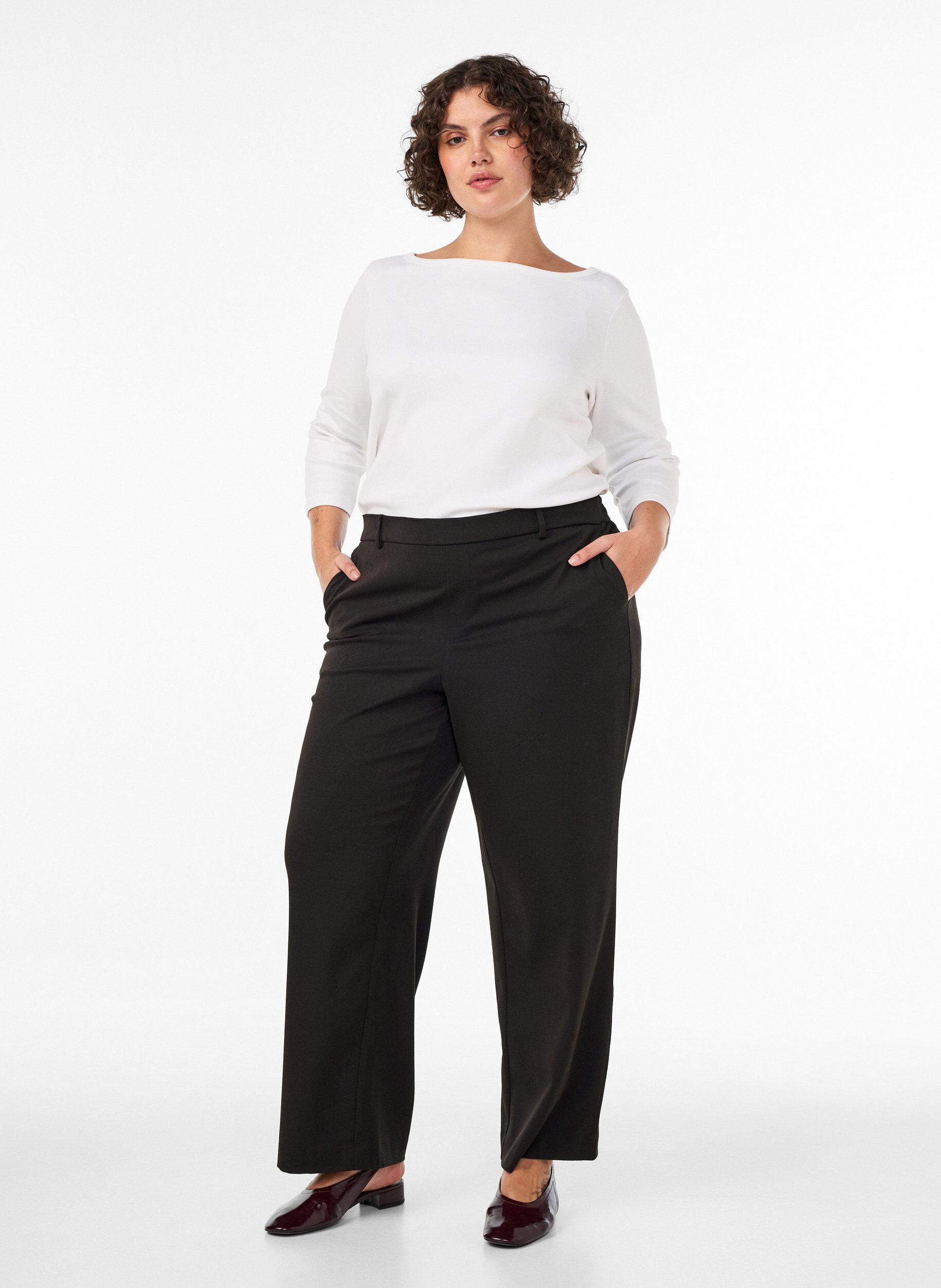 ZizzifashionHigh-waisted tailored trousers with straight fit, Black, Model image number 0