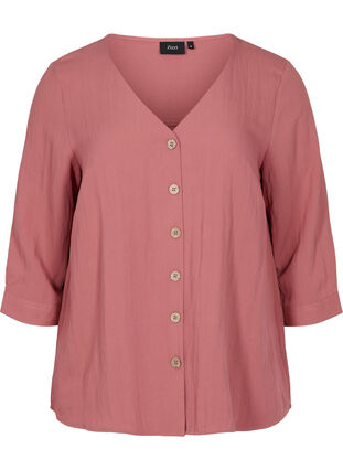 Viscose blouse with buttons and v-neck, Withered Rose, Packshot image number 0