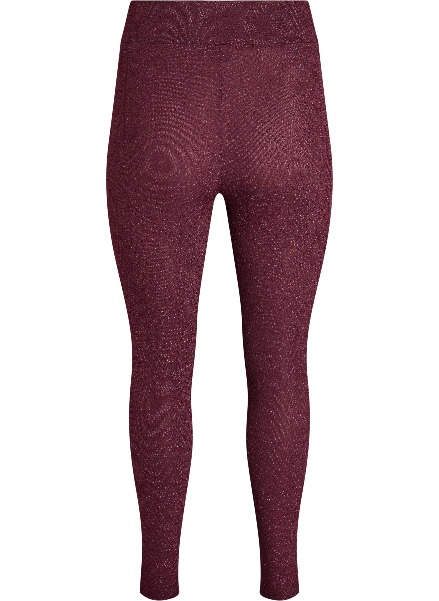 Zizzifashion Glitter pattern leggings, Dark Bordeaux, Packshot image number 1