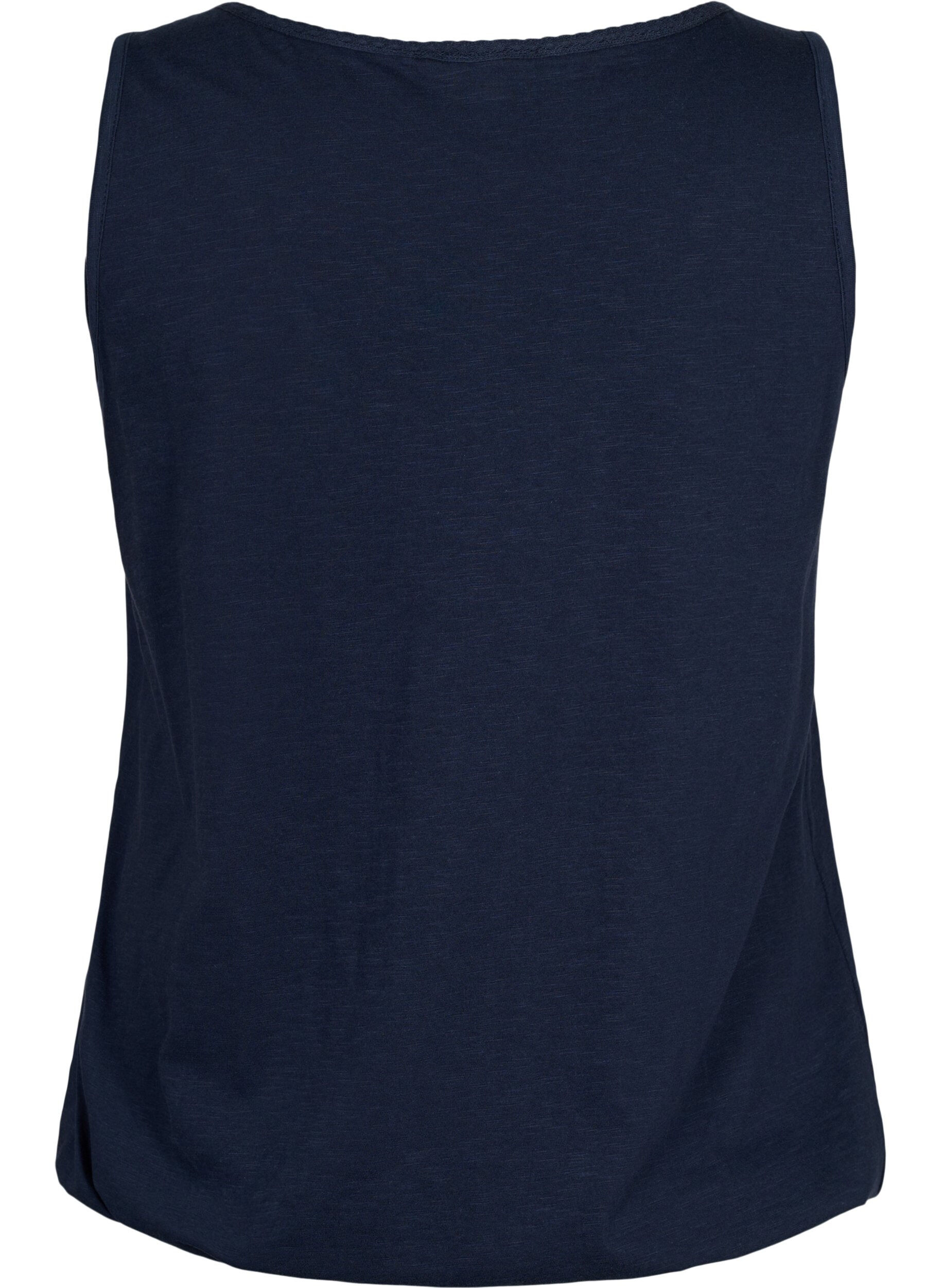 Zizzifashion Cotton top with lace trim, Navy Blazer, Packshot image number 1