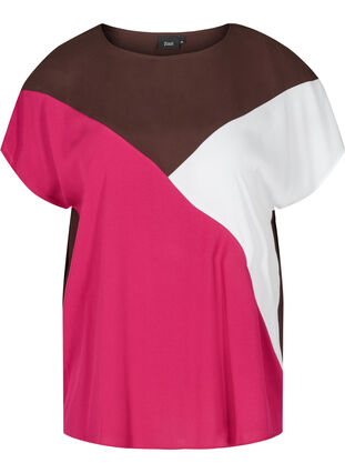 Short-sleeved viscose blouse with print, Molé, Packshot image number 0