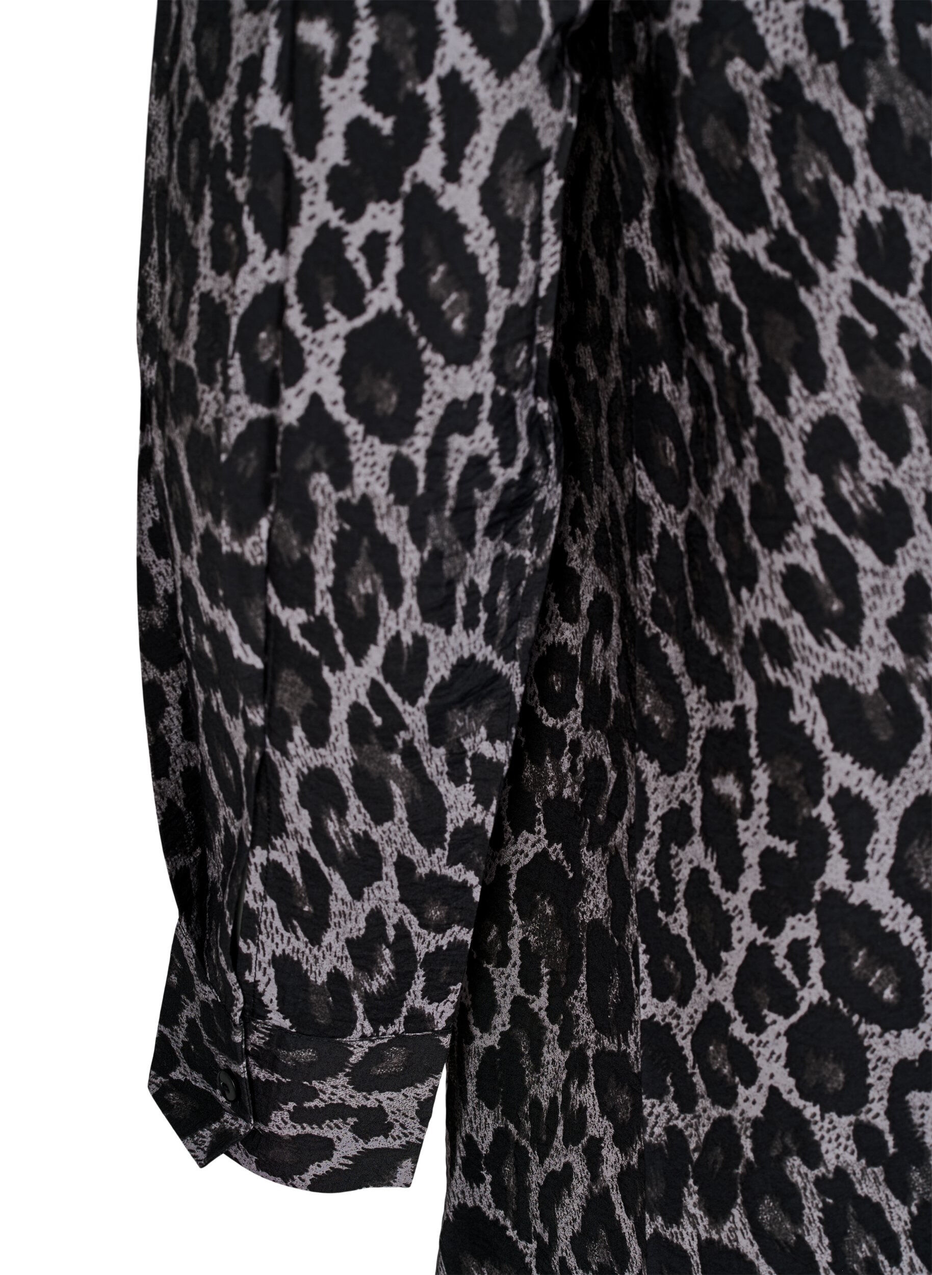 Zizzifashion Long leopard print shirt, Dark Grey, Packshot image number 3