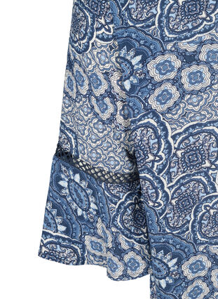 Viscose dress with 3/4 sleeves and print, Asian Blue print, Packshot image number 3
