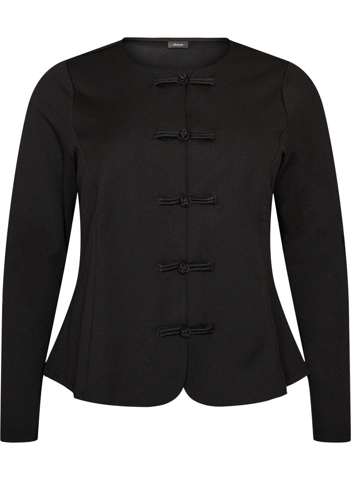 Fitted cardigan with knot fastenings, Black, Packshot image number 0