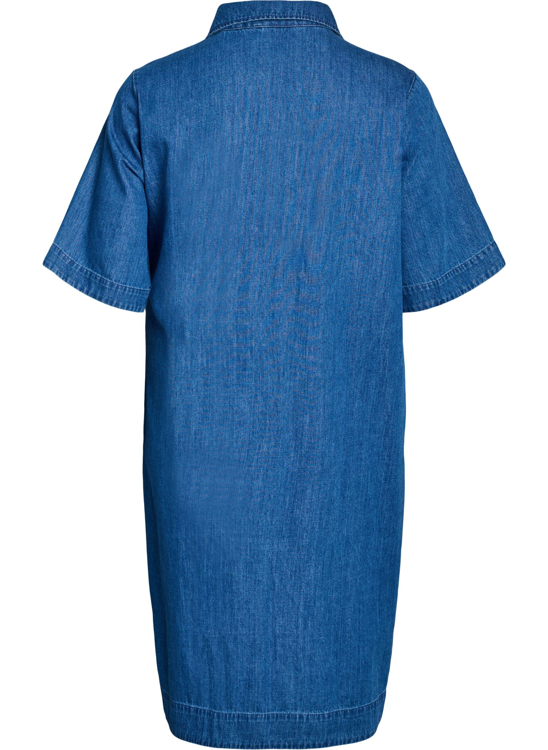 Zizzifashion Denim dress with buttons and tie detail, Blue, Packshot image number 1